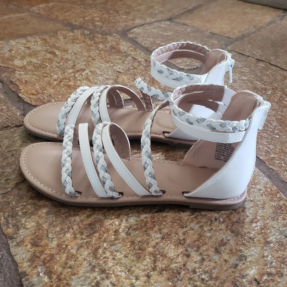 Braided White Sandals for Girls Size 4Med - Picture 3 of 11